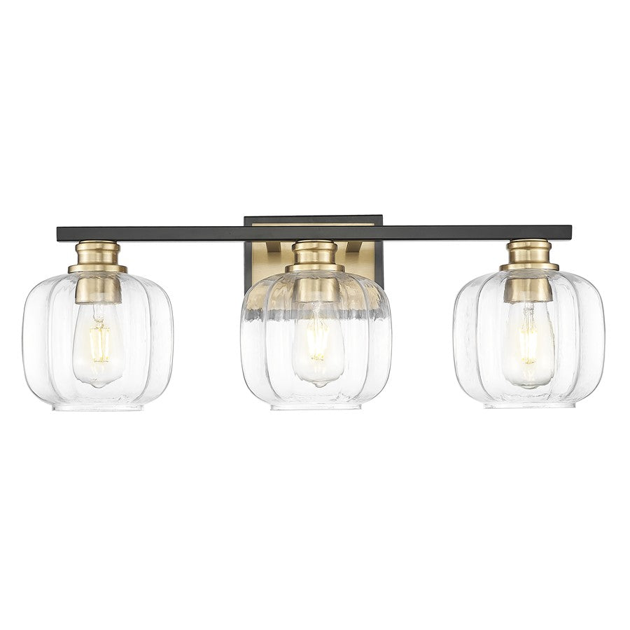 Acclaim Lighting 3 Light 25" Vanity, Matte Black and Brass/Clear