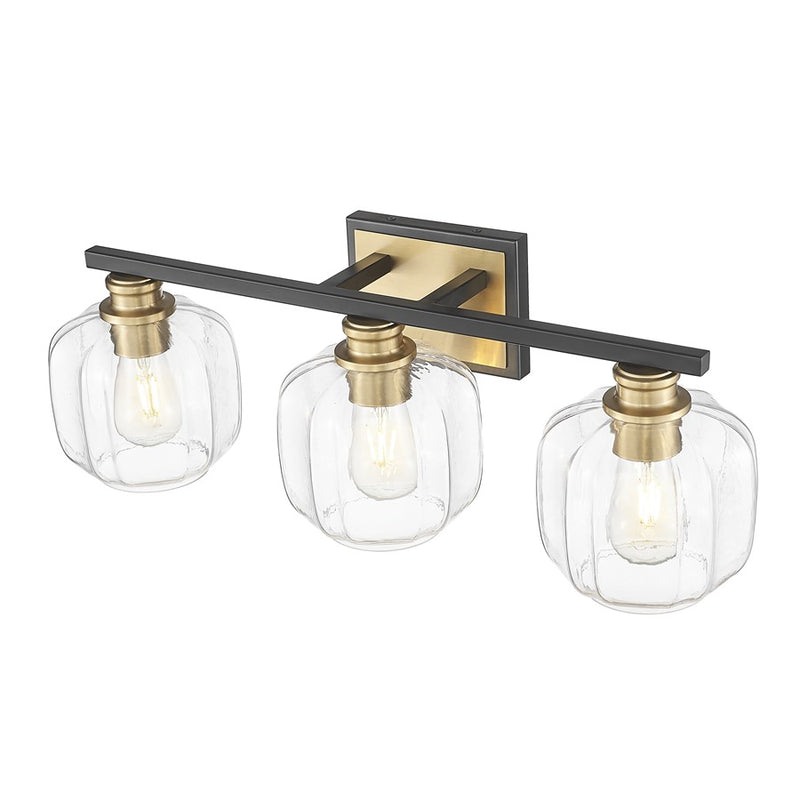 Acclaim Lighting 3 Light 25" Vanity, Matte Black and Brass/Clear
