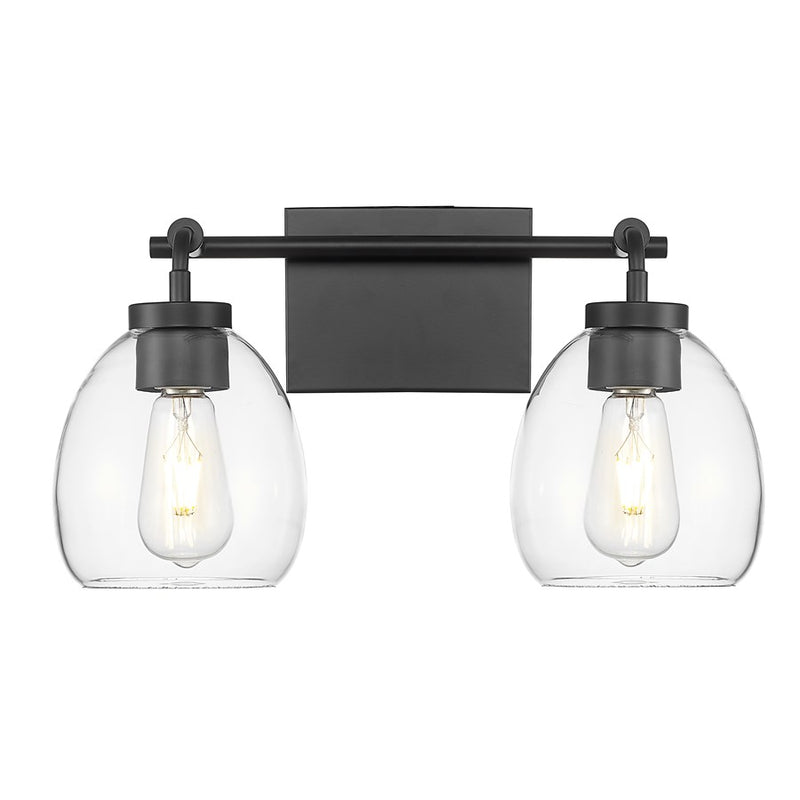 Acclaim Lighting 2 Light 16" Vanity, Matte Black/Clear
