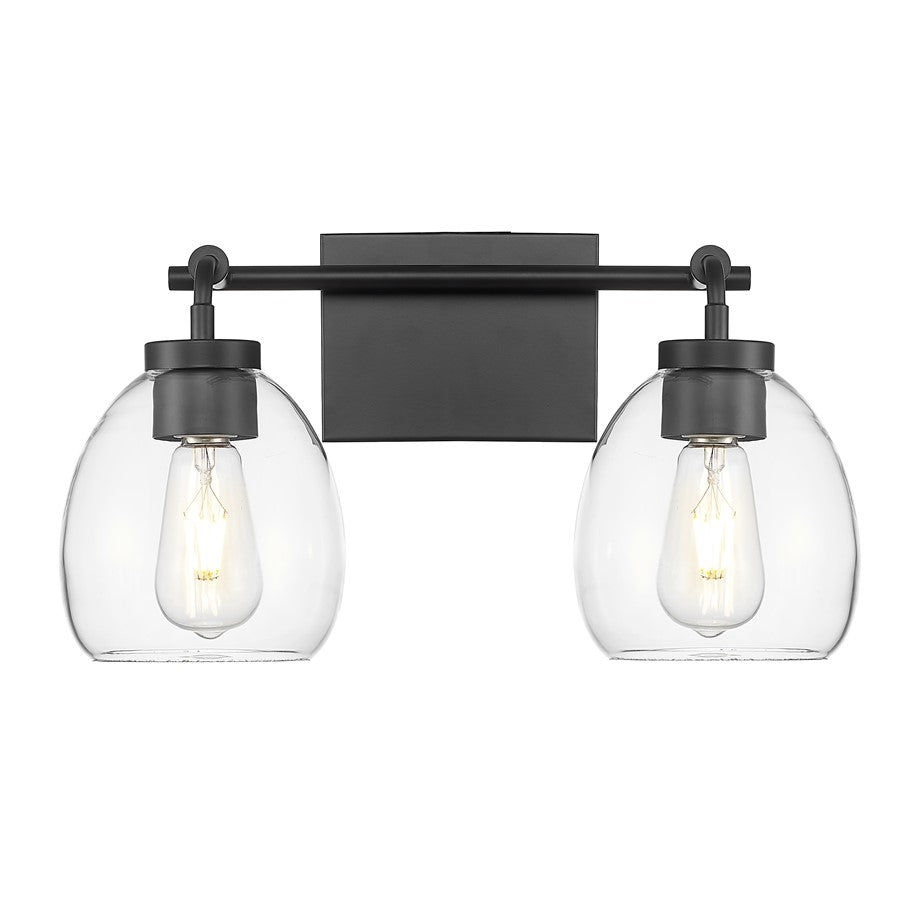 Acclaim Lighting 2 Light 16" Vanity, Matte Black/Clear