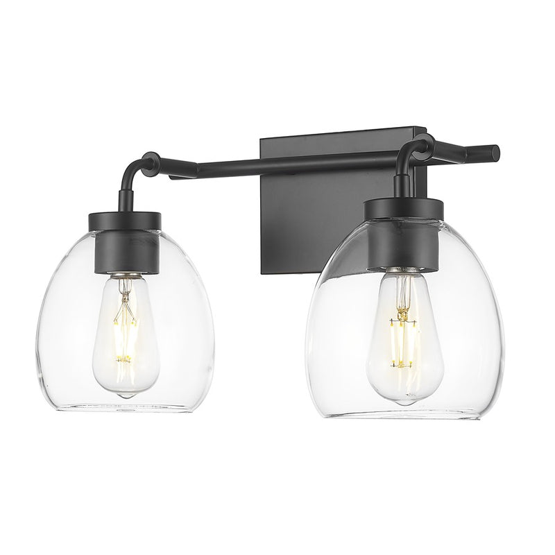 Acclaim Lighting 2 Light 16" Vanity, Matte Black/Clear