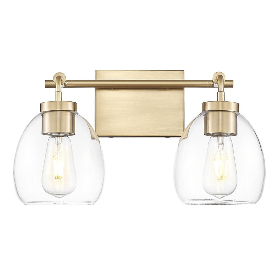 Acclaim Lighting 2 Light 16" Vanity, Brass/Clear