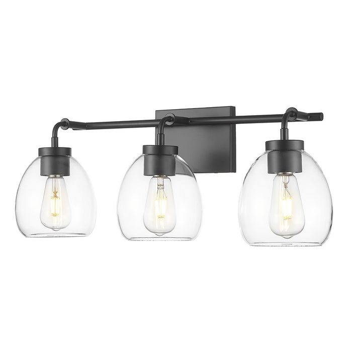Acclaim Lighting 3 Light 24" Vanity, Matte Black/Clear