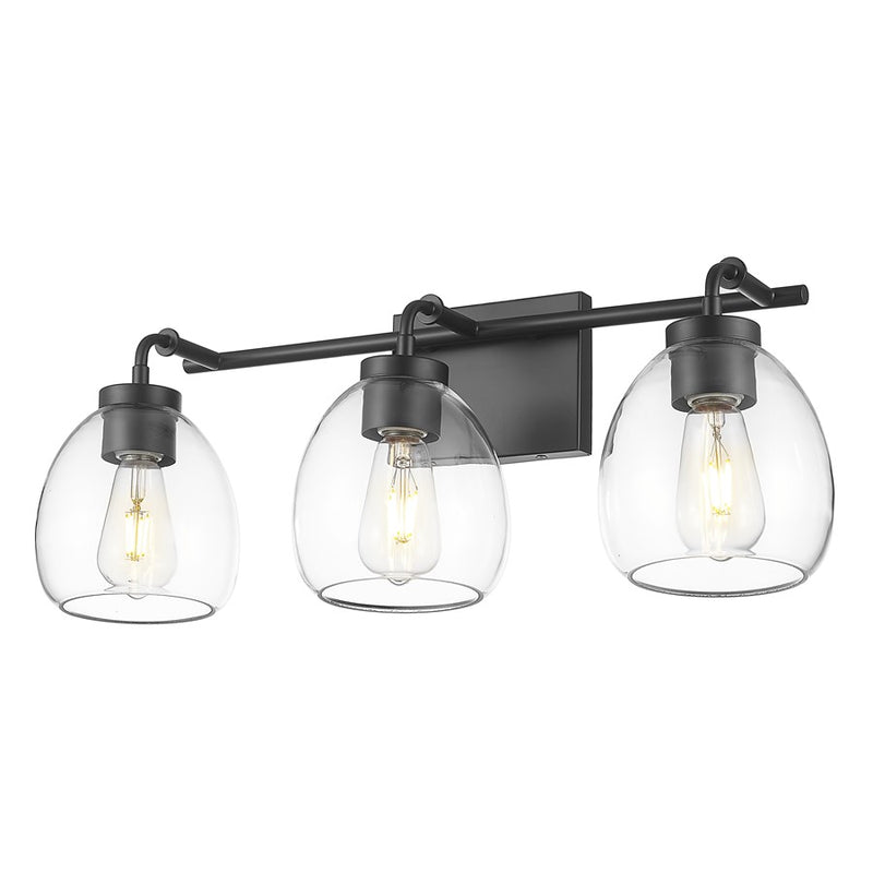 Acclaim Lighting 3 Light 24" Vanity, Matte Black/Clear