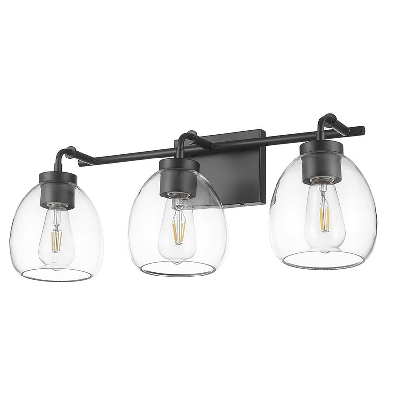 Acclaim Lighting 3 Light 24" Vanity, Matte Black/Clear