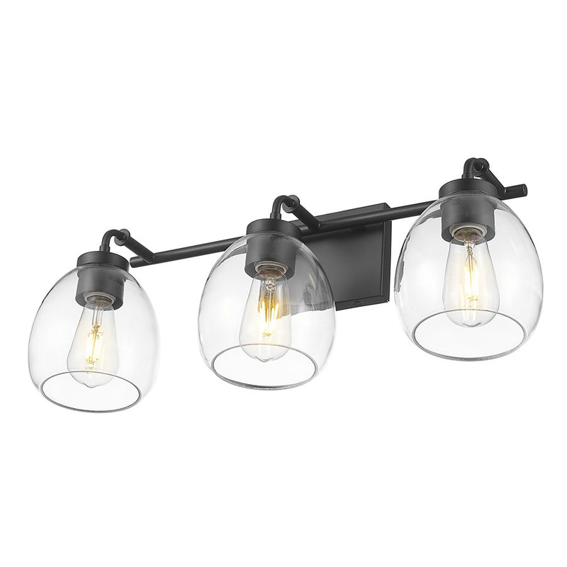 Acclaim Lighting 3 Light 24" Vanity, Matte Black/Clear