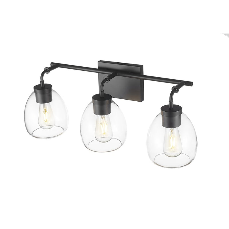 Acclaim Lighting 3 Light 24" Vanity, Matte Black/Clear