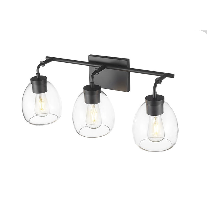 Acclaim Lighting 3 Light 24" Vanity, Matte Black/Clear