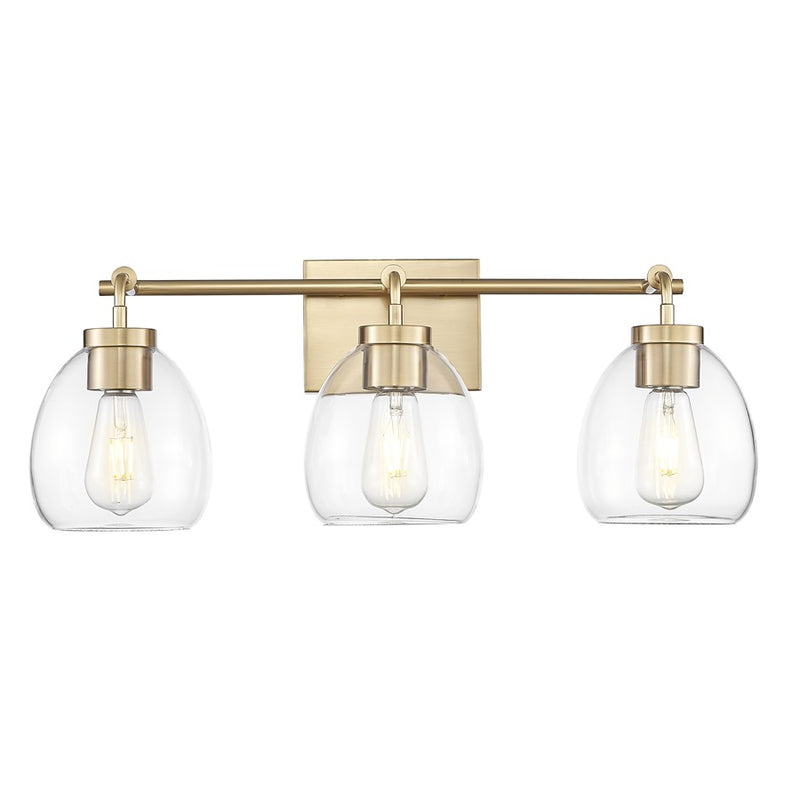 Acclaim Lighting 3 Light 24" Vanity, Brass/Clear