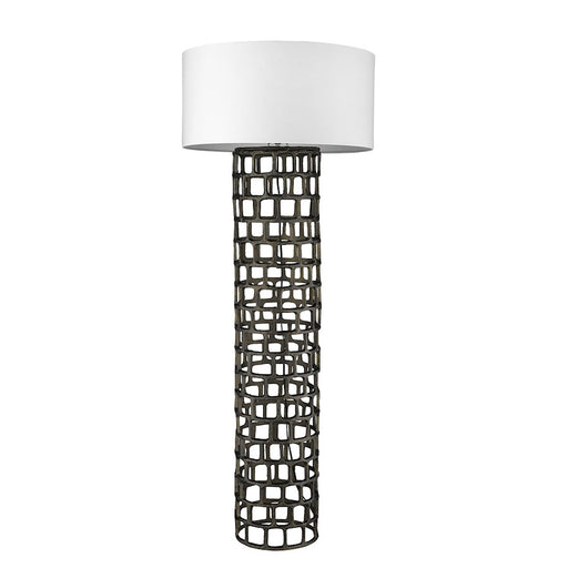 Acclaim Vallin Floor Lamp, Black Gold/White Fabric Drum