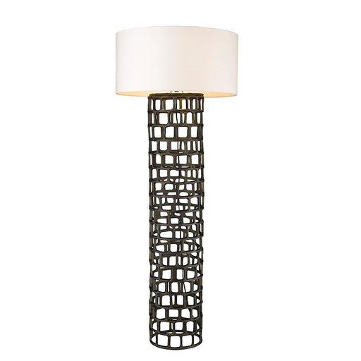 Acclaim Vallin Floor Lamp, Black Gold/White Fabric Drum