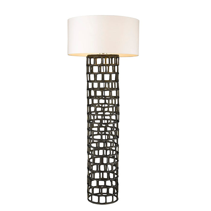 Acclaim Vallin Floor Lamp, Black Gold/White Fabric Drum