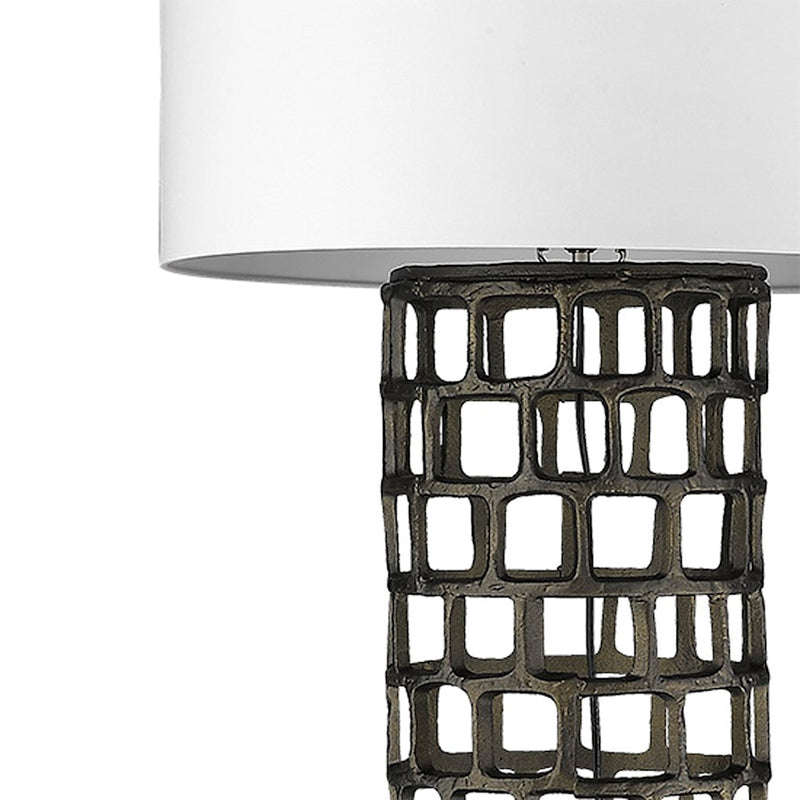 Acclaim Vallin Floor Lamp, Black Gold/White Fabric Drum