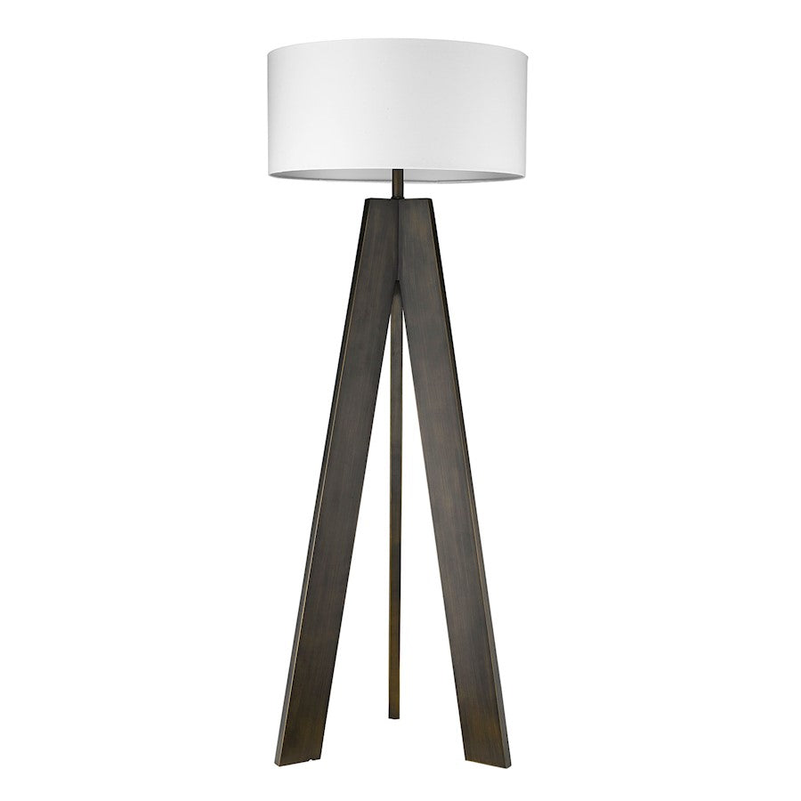 Acclaim Soccle Floor Lamp, Bronze/White Fabric Drum