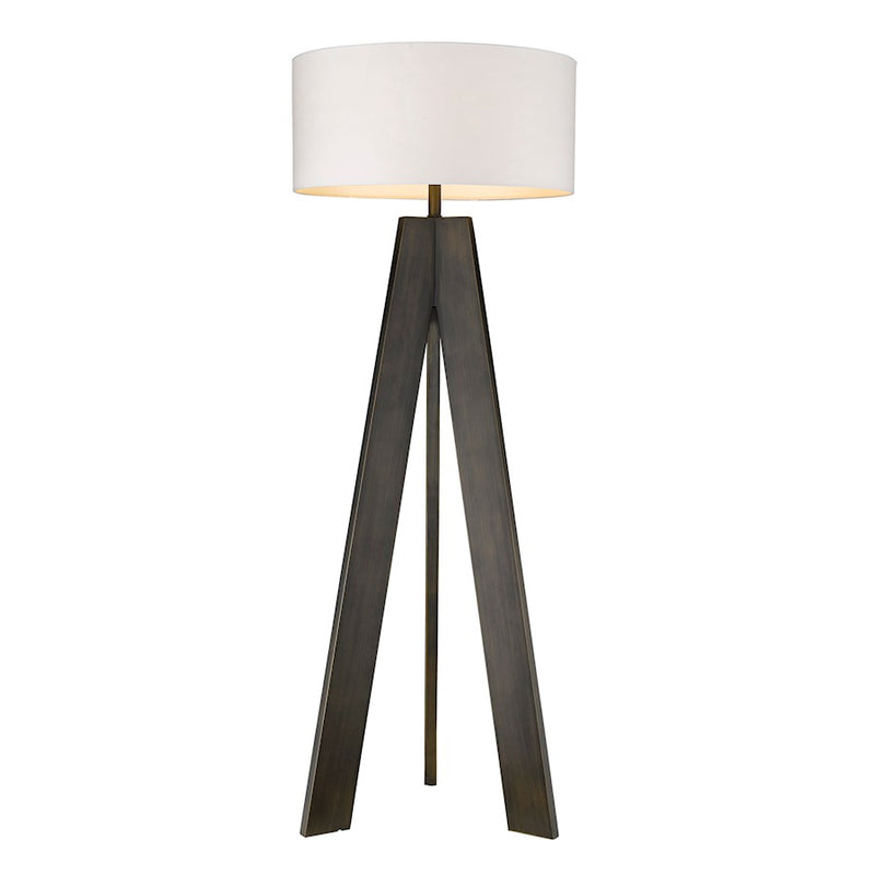 Acclaim Soccle Floor Lamp, Bronze/White Fabric Drum