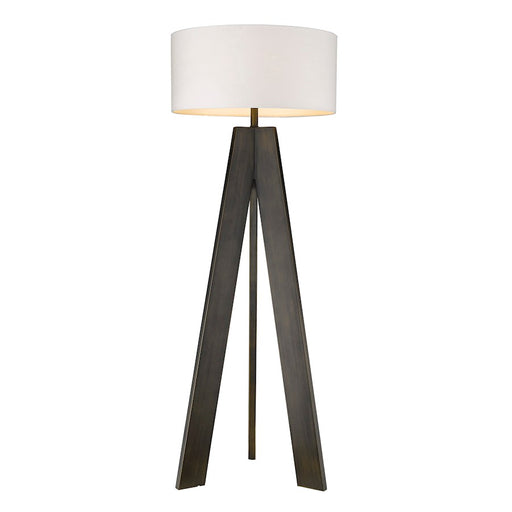Acclaim Soccle Floor Lamp, Bronze/White Fabric Drum