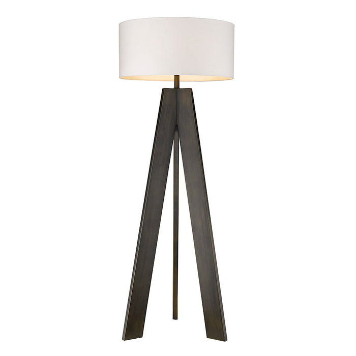 Acclaim Soccle Floor Lamp, Bronze/White Fabric Drum