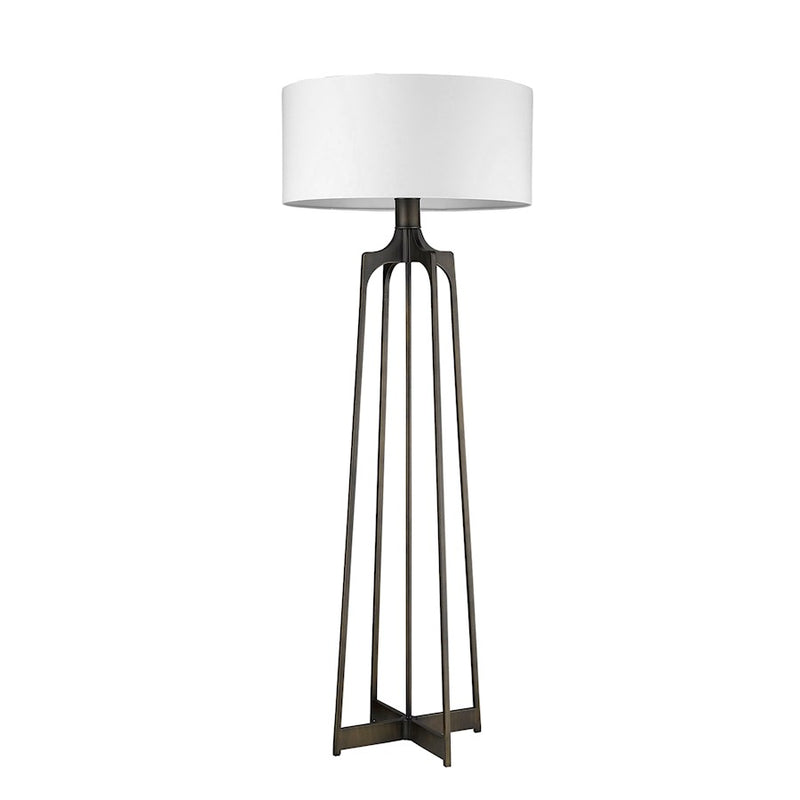 Acclaim Lancet Floor Lamp, Bronze/White Fabric Drum