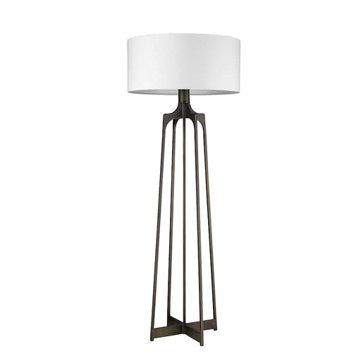 Acclaim Lancet Floor Lamp, Bronze/White Fabric Drum