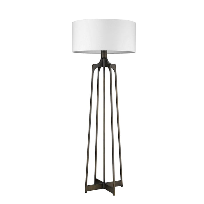 Acclaim Lancet Floor Lamp, Bronze/White Fabric Drum