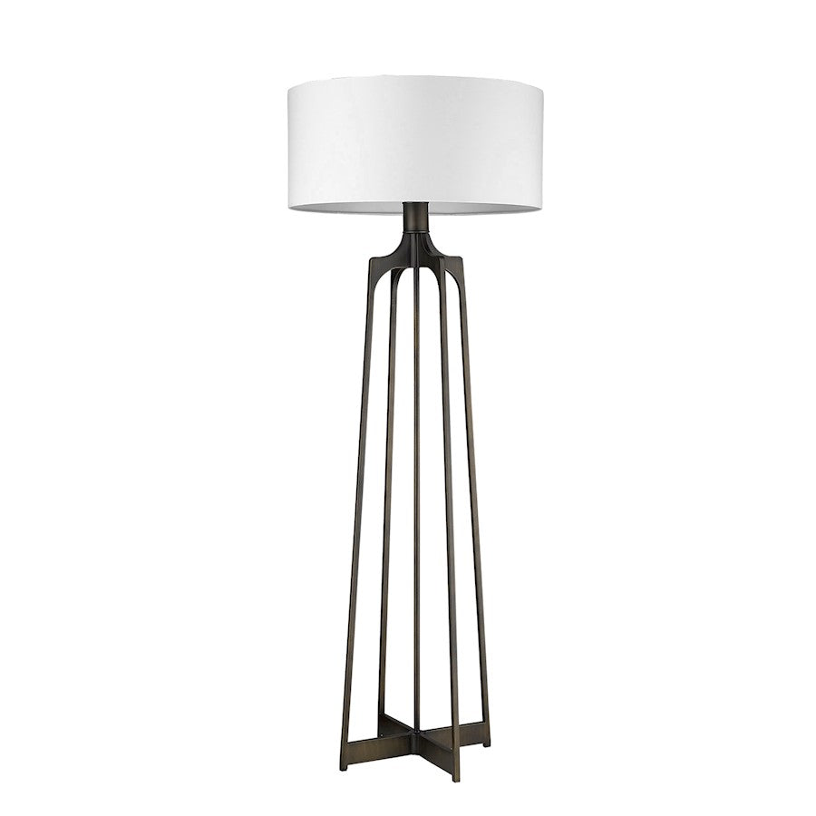Acclaim Lancet Floor Lamp, Bronze/White Fabric Drum