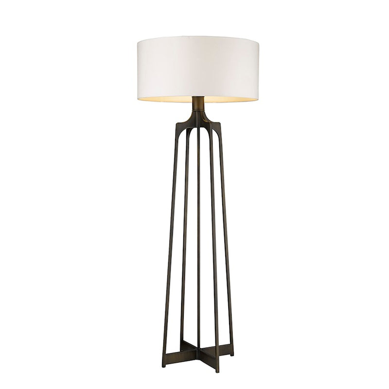 Acclaim Lancet Floor Lamp, Bronze/White Fabric Drum