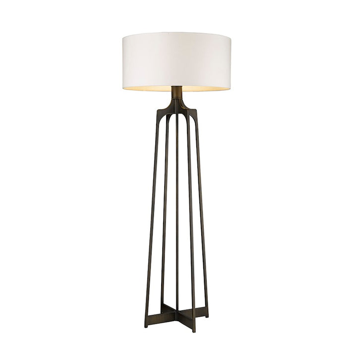 Acclaim Lancet Floor Lamp, Bronze/White Fabric Drum