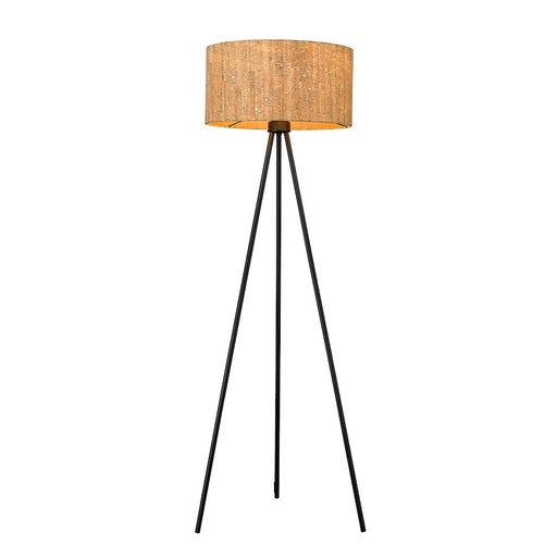 Acclaim Lisbon 1 Light Floor Lamp, Matte Black/Cork Drum