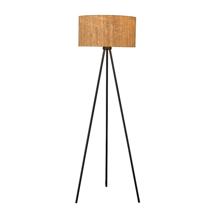 Acclaim Lisbon 1 Light Floor Lamp, Matte Black/Cork Drum