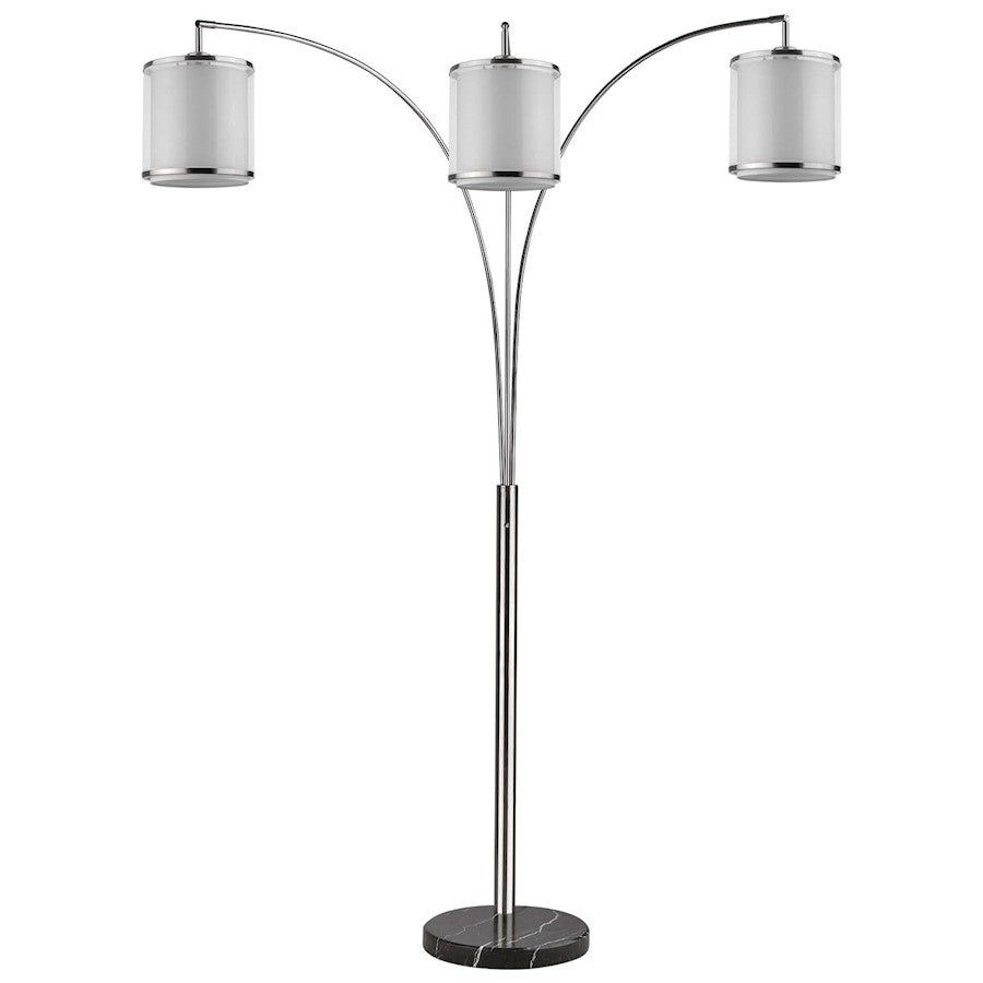 Acclaim Lux 3 Light Tree Lamp, Nickel/Snow Shantung 2 Tier
