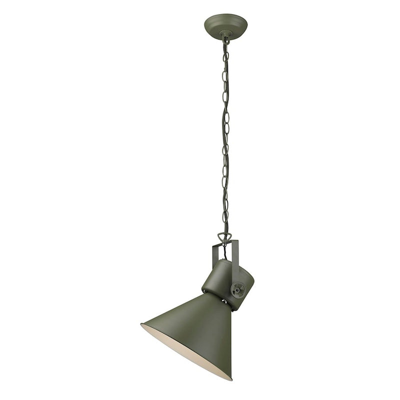Acclaim Crew Pendant, Green/Green Metal Cone Shape/White