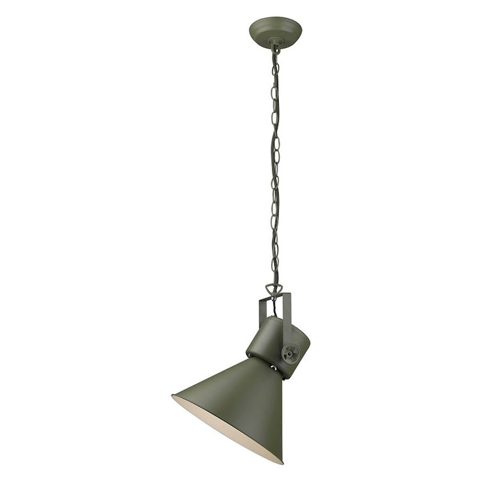 Acclaim Crew Pendant, Green/Green Metal Cone Shape/White