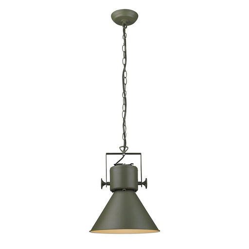 Acclaim Crew Pendant, Green/Green Metal Cone Shape/White