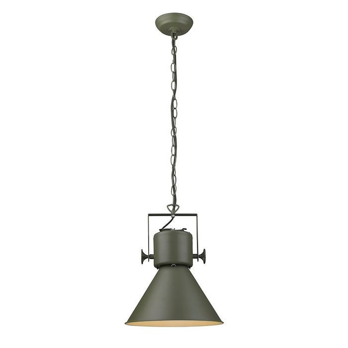Acclaim Crew Pendant, Green/Green Metal Cone Shape/White