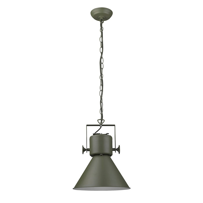 Acclaim Crew Pendant, Green/Green Metal Cone Shape/White