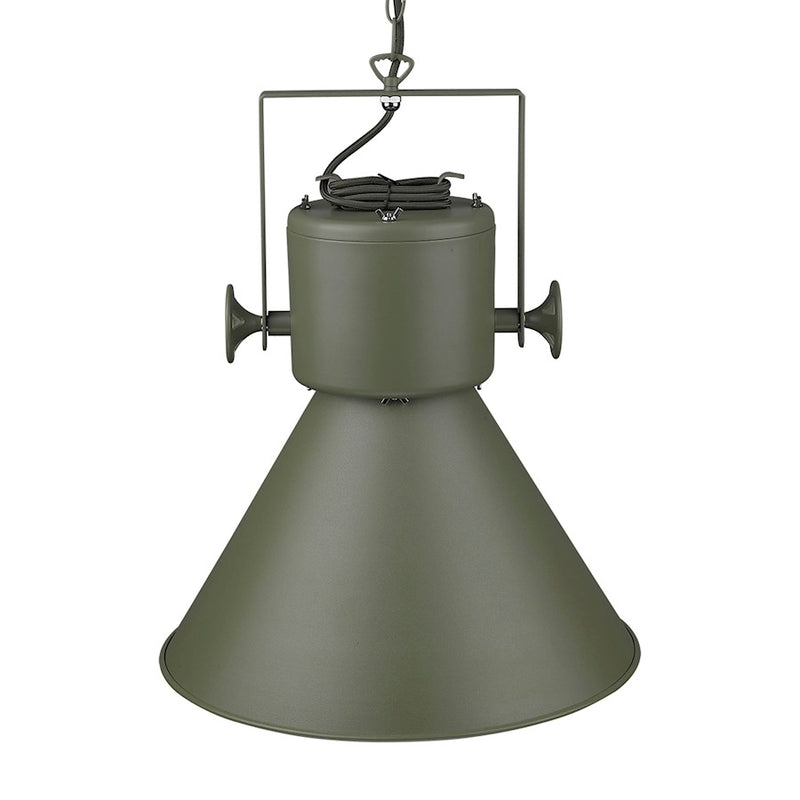 Acclaim Crew Pendant, Green/Green Metal Cone Shape/White