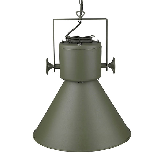 Acclaim Crew Pendant, Green/Green Metal Cone Shape/White