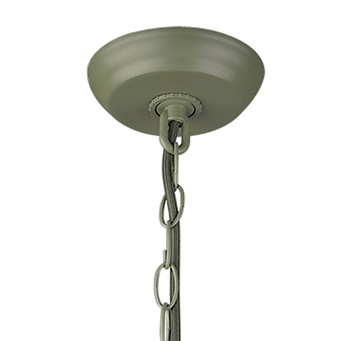 Acclaim Crew Pendant, Green/Green Metal Cone Shape/White