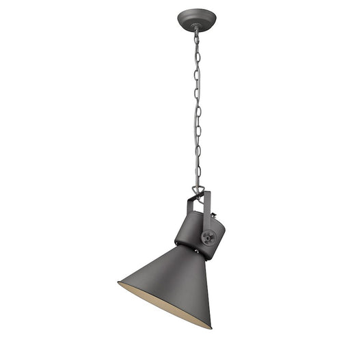 Acclaim Crew Pendant, Gray/Gray Metal Cone Shape/White