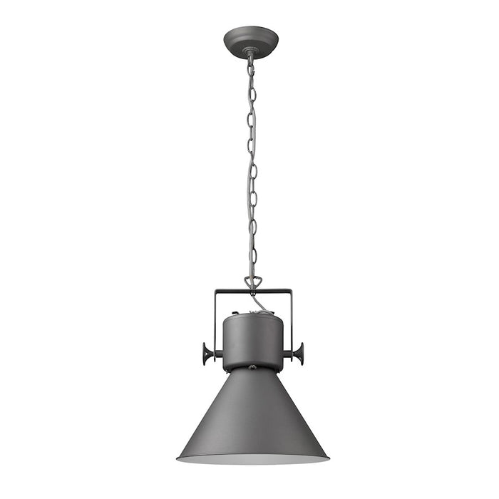 Acclaim Crew Pendant, Gray/Gray Metal Cone Shape/White
