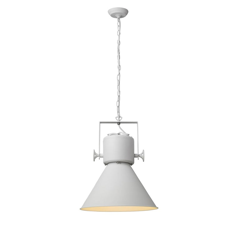 Acclaim Crew Pendant, White/White Metal Cone Shape/White