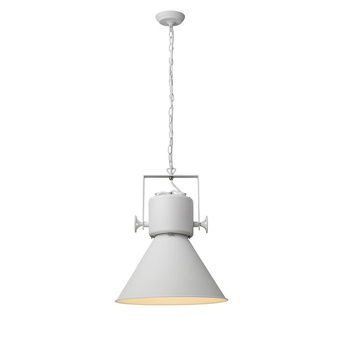 Acclaim Crew Pendant, White/White Metal Cone Shape/White