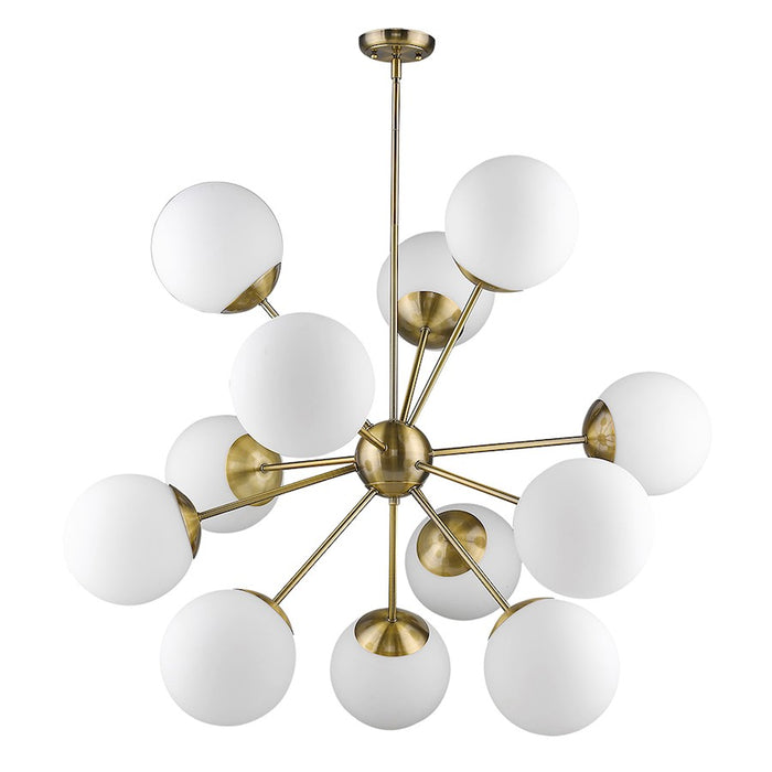 Acclaim Solea 12 Light Chandelier, Brass/Opal Glass Globes