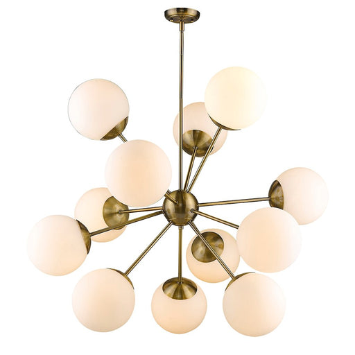 Acclaim Solea 12 Light Chandelier, Brass/Opal Glass Globes