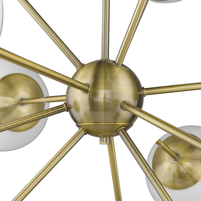 Acclaim Solea 12 Light Chandelier, Brass/Opal Glass Globes