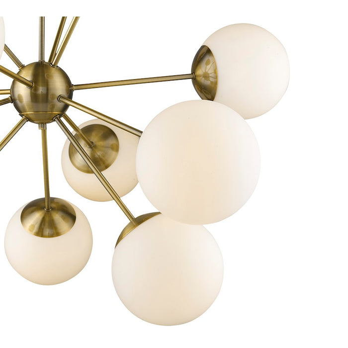 Acclaim Solea 12 Light Chandelier, Brass/Opal Glass Globes