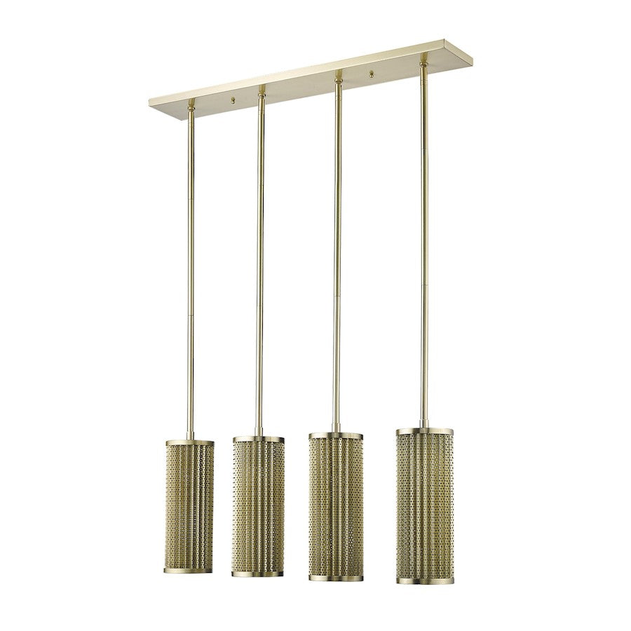 Acclaim Basetti 4 Light Pendant, Gold/Gold Cylindrical Shape