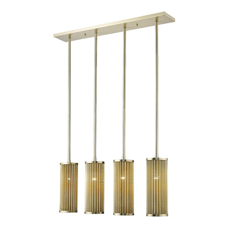 Acclaim Basetti 4 Light Pendant, Gold/Gold Cylindrical Shape