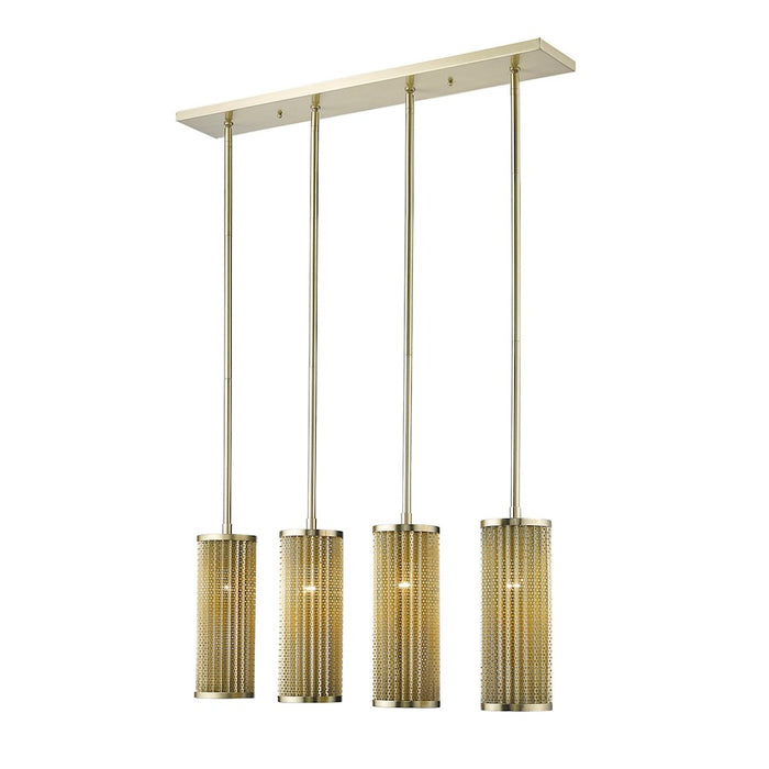 Acclaim Basetti 4 Light Pendant, Gold/Gold Cylindrical Shape