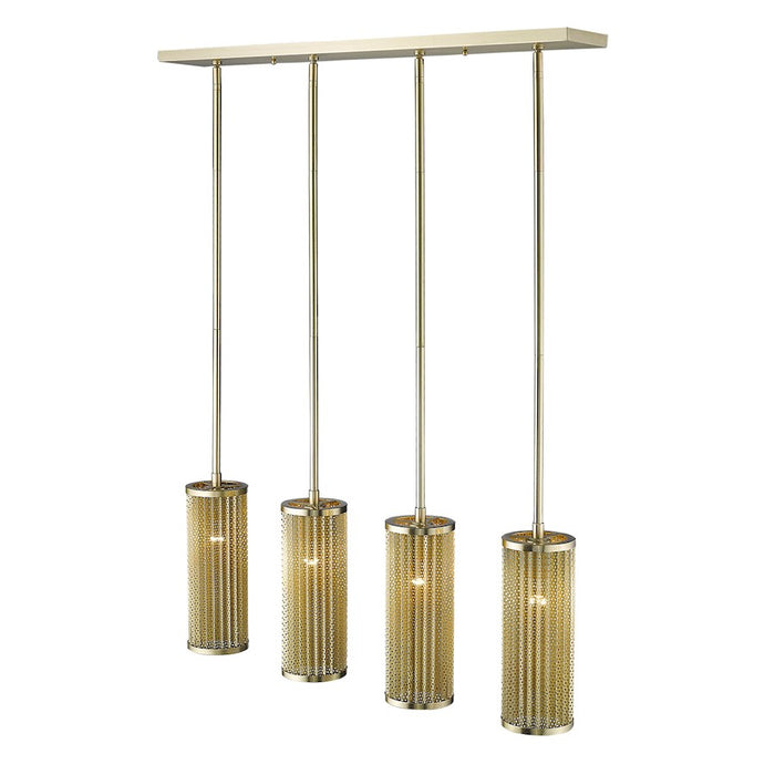 Acclaim Basetti 4 Light Pendant, Gold/Gold Cylindrical Shape